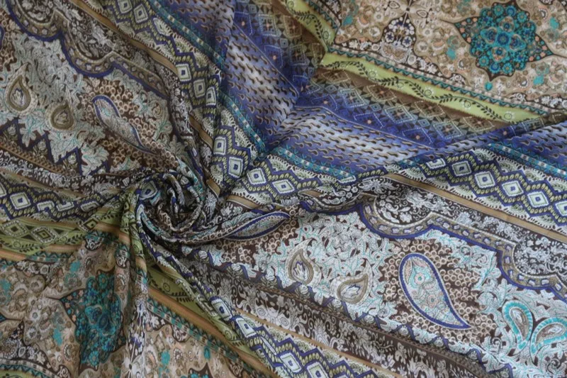 

width 1.5m chiffon fabric paisley and flowers pattern for apparel and scarf LS-2667