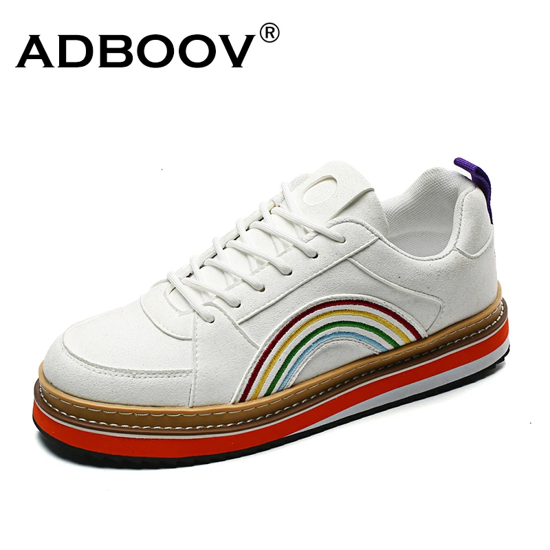 

ADBOOV Thick Sole Men Sneakers Casual Shoes Suede Upper Men Footwear Platform White Fashion Man Sneakers