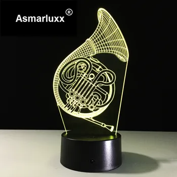 

French Horn Music Instrument 3D Desk Table Lamp 7 Color Night Light Touch Lamp Kids Children Family Holiday Gift Dropship