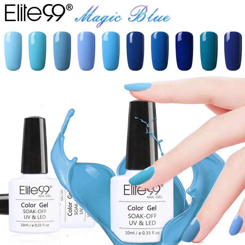 Elite99 UV Base Top Coat Gorgeous Blue Colored Gel Polish 1 Pc 10ml Long Lasting Gel UV Lamp Nail P