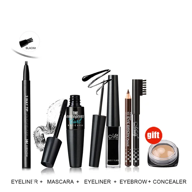 Buy 3 Get 1 Gift Make up set Waterproof Liquid Eyeliner with black and brown pencil&Mascara