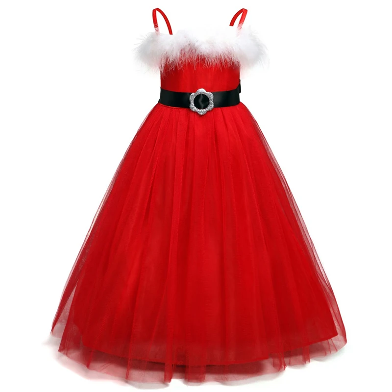 

Fancy Halloween Long Elegant Dresses for Girls Sleeveless Princess Party Tutu Baby Dress Kids Clothes Red Christmas Party Dress