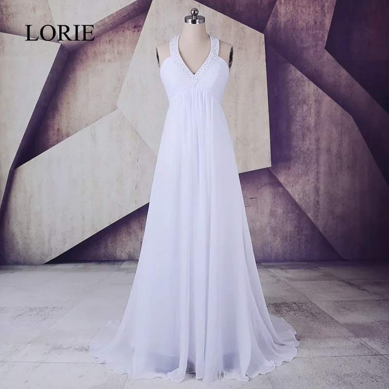 Женское свадебное платье 2018 LORIE Robe de mariee A Line шифоновое длинное с завышенной