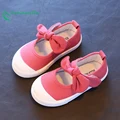 Bekamille 봄 가을 어린이 캔버스 캐주얼 신발 키즈 러블리 보우 플랫 힐 신발 소녀 공주 솔리드 컬러 스니커즈-에서운동화부터 엄마와 아이 의
