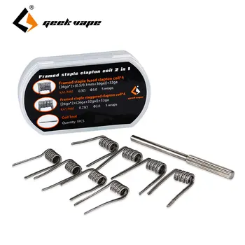 

Original 8pcs GeekVape Framed Staple Coil 2 In 1 (5 Wraps) Kal A1 & N80 Material E-cig DIY Coil with A SS Coil Tool