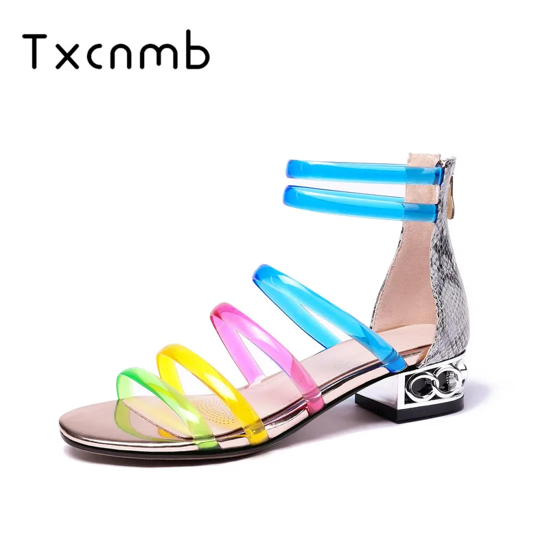 

TXCNMB Fashion Ankle Strap Women Genuine Leather Shoes Woman Elegant High Heeled Wedding Party Shoes Female Platforms Sandals