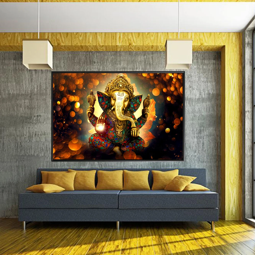 Ganesha-Gods-Canvas-Paintings-For-Living-Room-Hindu-Gods-Home-Decorative-Pictures-Wall-Art-God-Of (2)