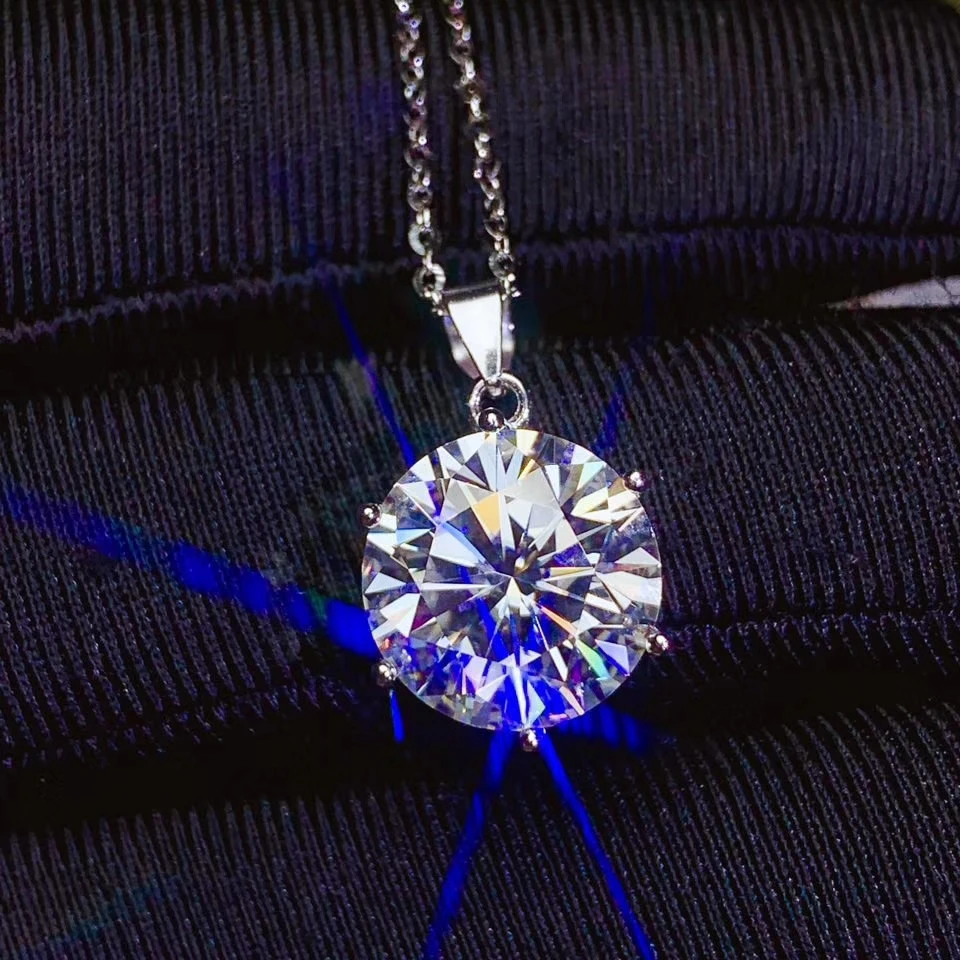Большой размер сверкающий муассанит драгоценный камень кольцо серьги и ожерелье комплект ювелирных изделий с серебром