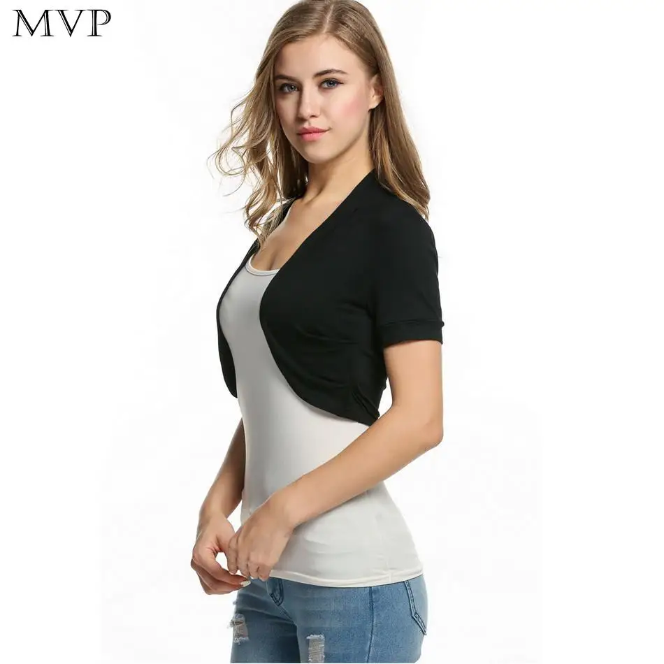 summer tops for women 2018 Bolero Pleated Sides Cardigan Womens Jacket Crop Top Knitted Tops