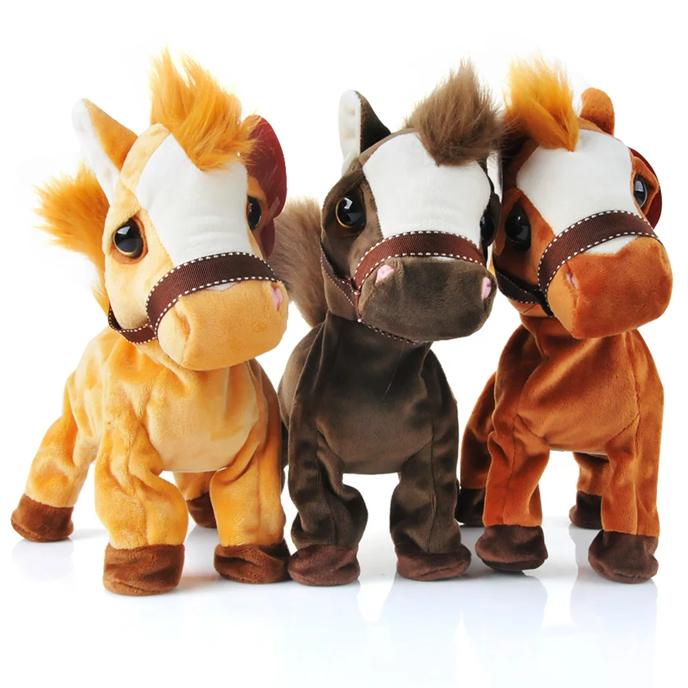 Rotating electric toy pony plush toy horse music mechanical horse