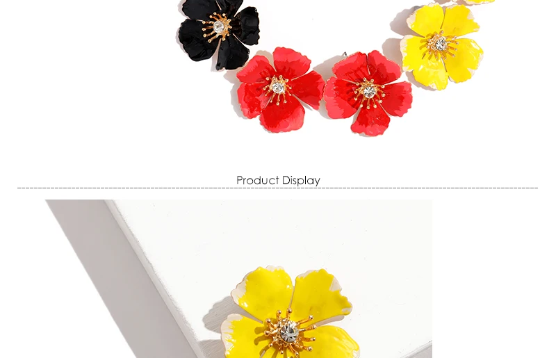 Flower Stud Earrings Female Oorbellen Yellow Statement Earrings For Women Wedding Indian Earings Fashion Jewelry Gift (3)
