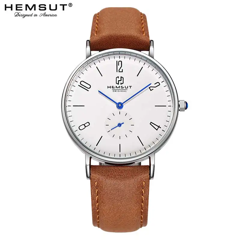 

Men's Watch Hemsut Ultra-thin Men Watch Leather Stainless Steel Quartz Watch 30m Waterproof Black relogio masculino 2018