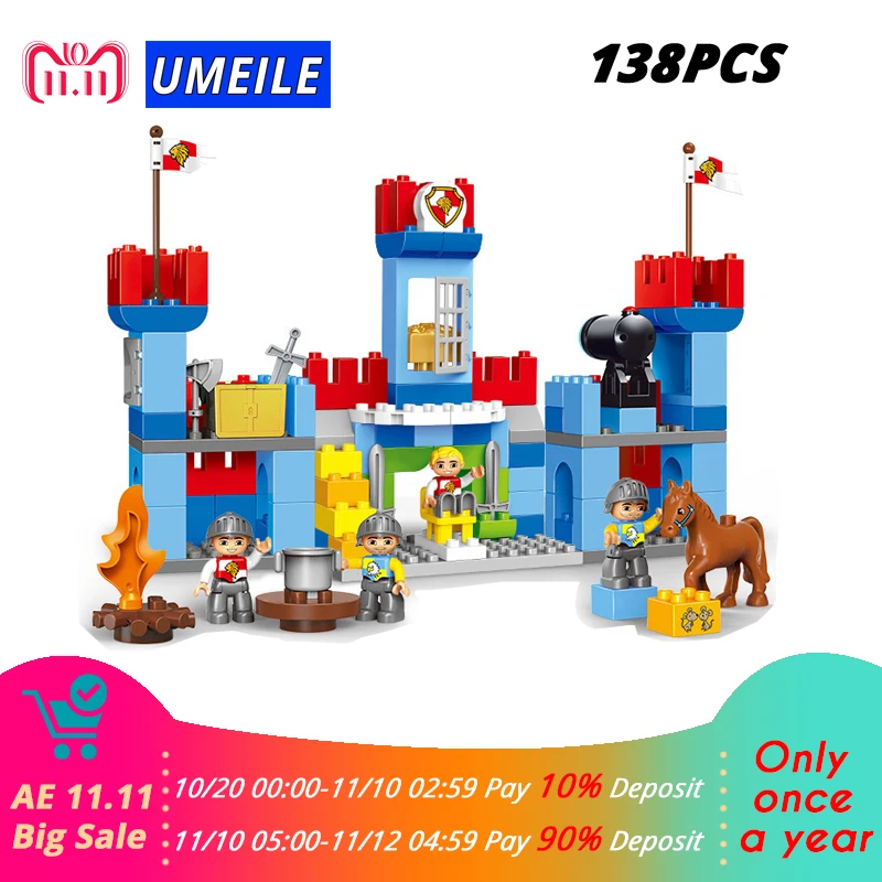 

138PCS Warfare Soldiers Artillery Royal Castle Wall Block DIy Brick Set Kids Toys Compatible With Duplo Gift