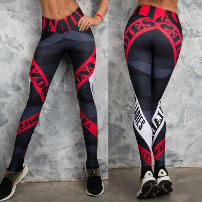 

Yoga Pants Women 2019 New Sport Women Fitness Leggins Yoga Pants Sexy Striped Printing Gym Tight Trousers D23
