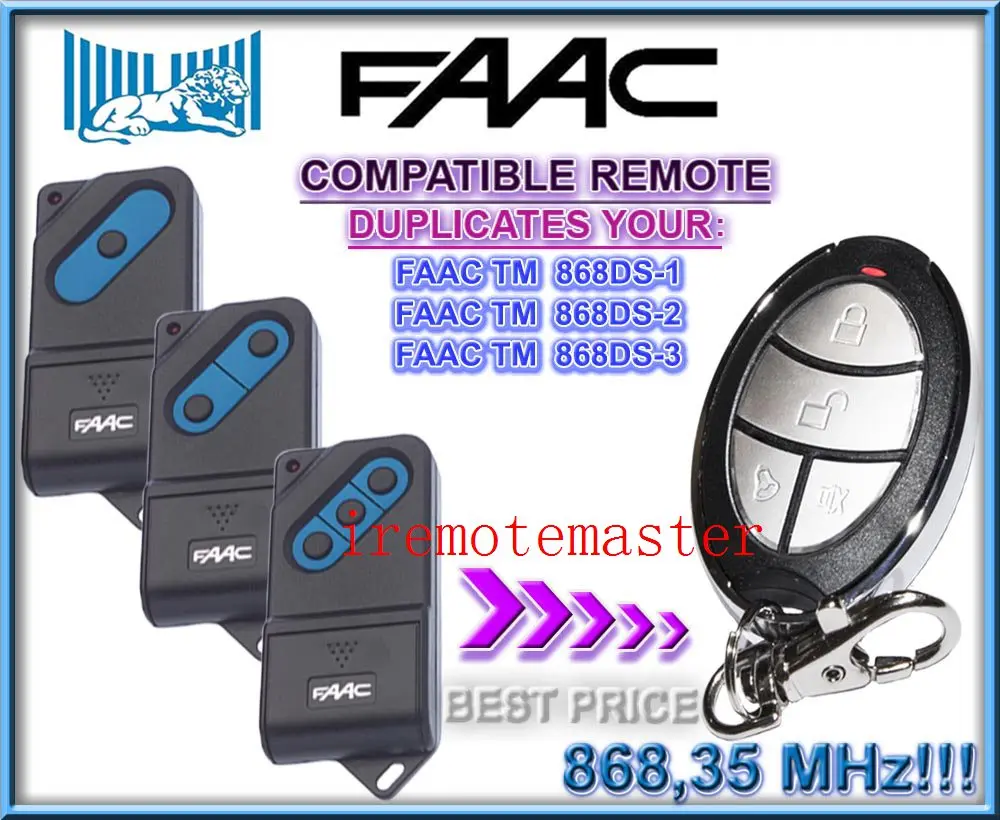 

Aftermarket FAAC TM 868DS-1,TM 868DS-2,TM 868DS-3 replacement remote control 868MHZ