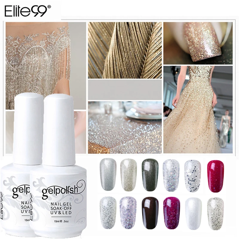 

Elite99 Nail Art Design Manicure 15Ml Soak Off Enamel Gel Polish UV Gel Nail Polish Lacquer Varnish Top Coat UV LED Glitter Gel