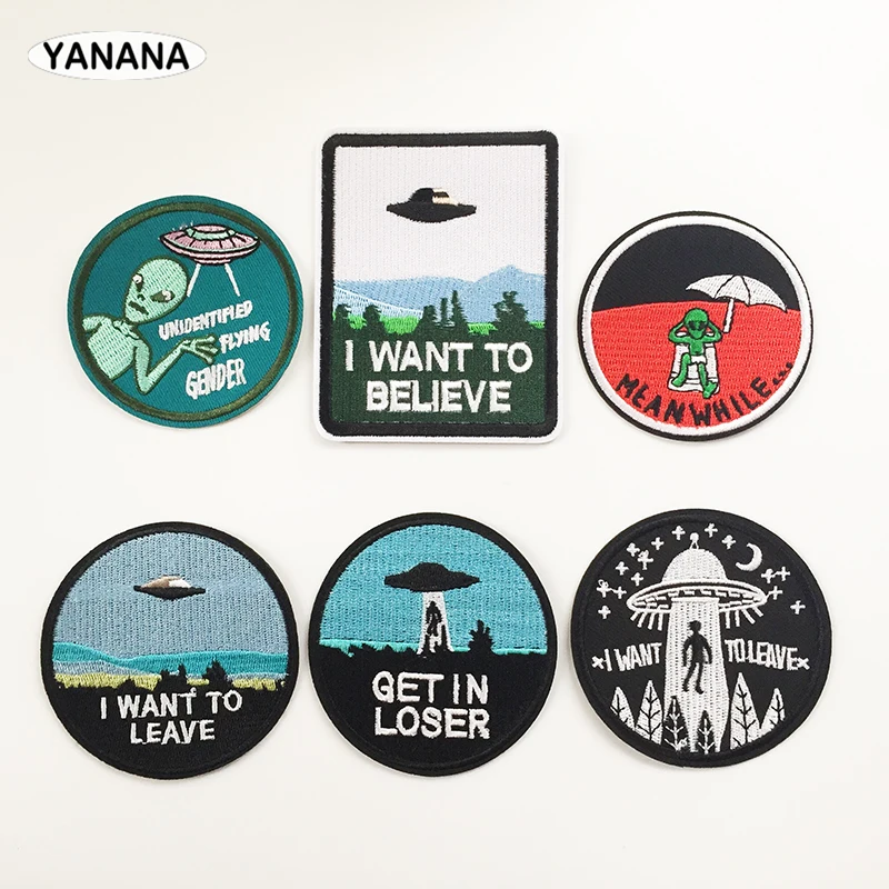 

Alien ET UFO High-quality embroidery with badges Iron on Patches for Clothing DIY or Hobby collection