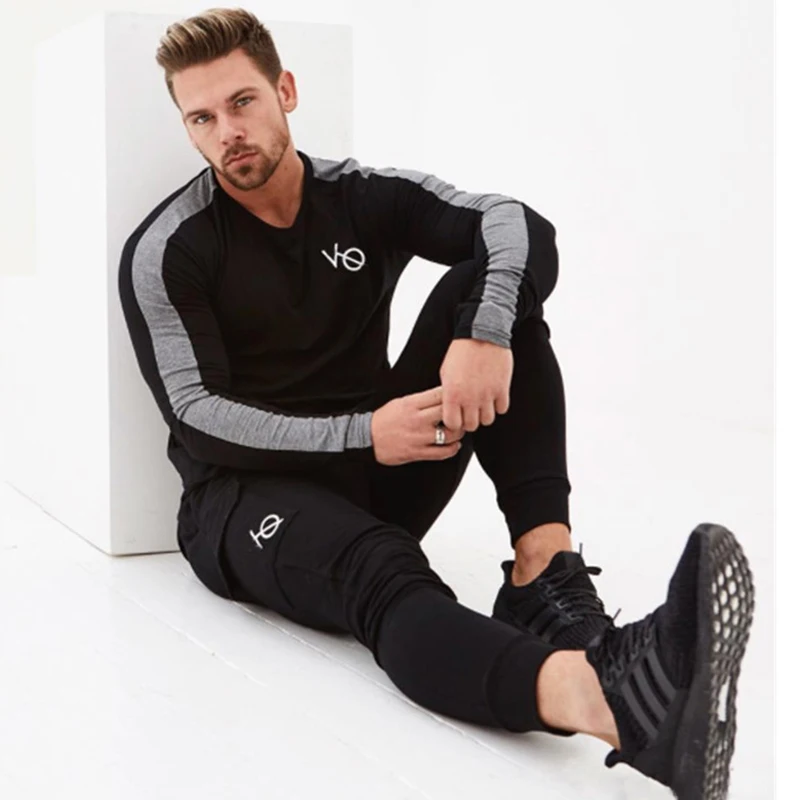men long sleeved t shirt gyms Fitness-3A