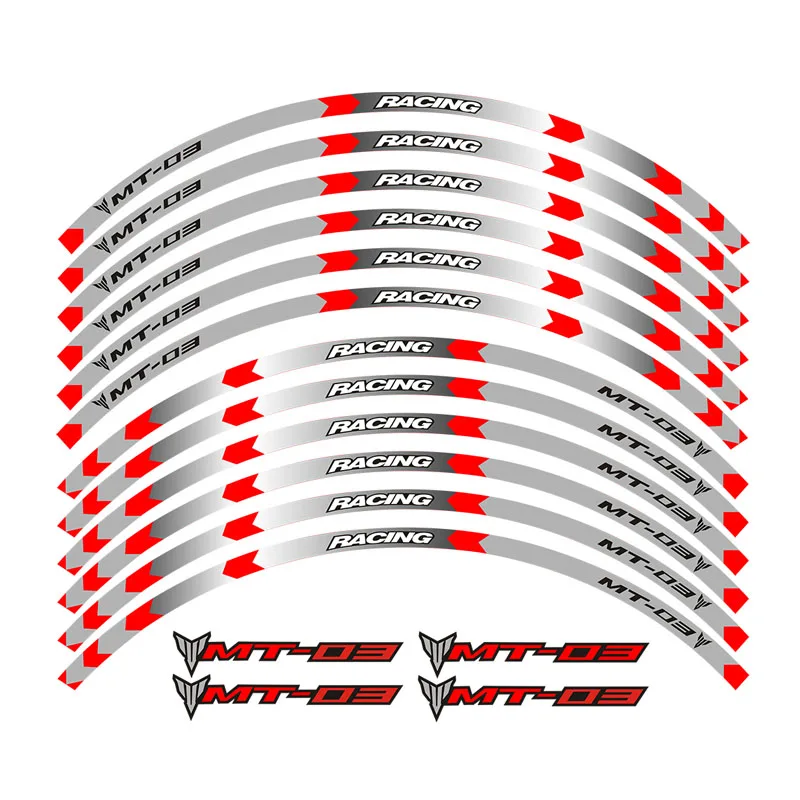 Новые колеса мотоцикла отличительные светоотражающие наклейки обода полосы для Yamaha MT-03 пользовательские обода полосы колесная наклейка клейкие ленты Стикеры - Цвет: Red