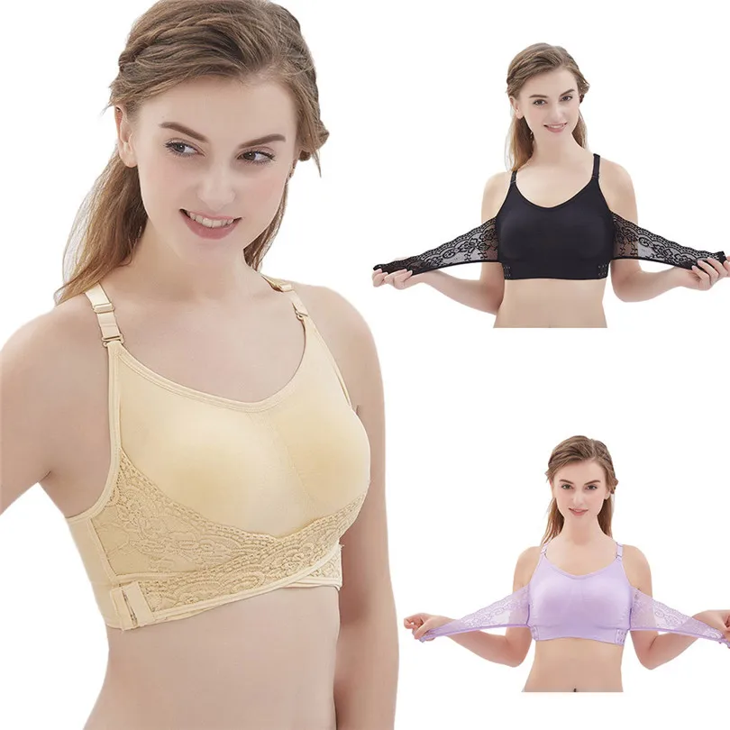  New Fashion Women Spring Summer Lady Sexy Front Cross Adjustable Side Buckle Lace Vest Wireless Solid Sport Bra #4A24 (1)