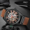 CURREN Men Watches Automatic Mechanical Watch Tourbillon Sport Clock Leather Casual Business Retro Wristwatch Relojes Hombre 2