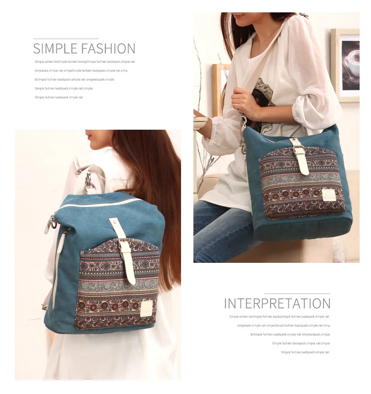 Bolsa de Ombro Zhierna Mochila Feminina Pacote Estilo Nacional Retro Escola Vento Menina Lona Flor Bolsa Prático 10 Zhierna bolsa de ombro mochila feminina pacote