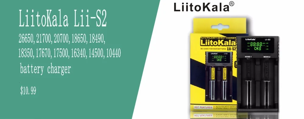 Liitokala 3,7 VLii100 26650 50A 5000 mAh литий-ионная аккумуляторная+ Портативная Батарейная коробка+ один слот USB смарт-зарядное устройство