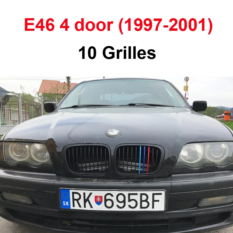 3x Grille COVER STRIPES for BMW 3 Series (E46) 01-05 RESTYLING in Colors M  Sport