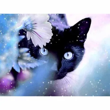 

Full Square Diamond 5D DIY Diamond Painting "Animal Black Cat" Embroidery Cross Stitch Rhinestone Mosaic Painting Decor Gift