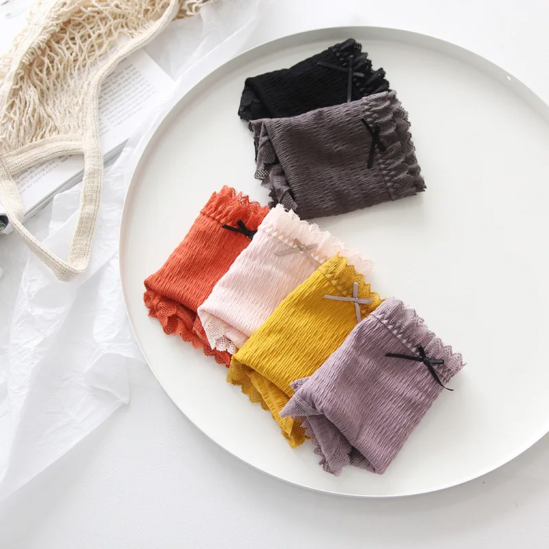 Lace Women Panties Autumn Fashion Comfortable Antibacterial Breathable Elastic Solid Color Briefs High Waist Panties Women