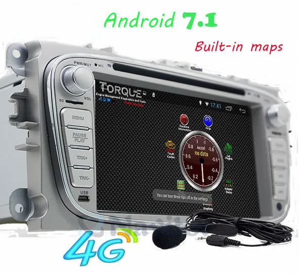 2 Din Android 7 1 четырехъядерный HD 1024*600 автомобильный dvd плеер для Ford Focus Mondeo S Max Cmax Galaxy