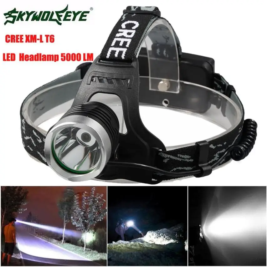 

DC 29 Shining Hot Selling Fast Shipping 5000 Lm CREE XM-L XML T6 LED Headlamp Headlight flashlight head light lamp 18650