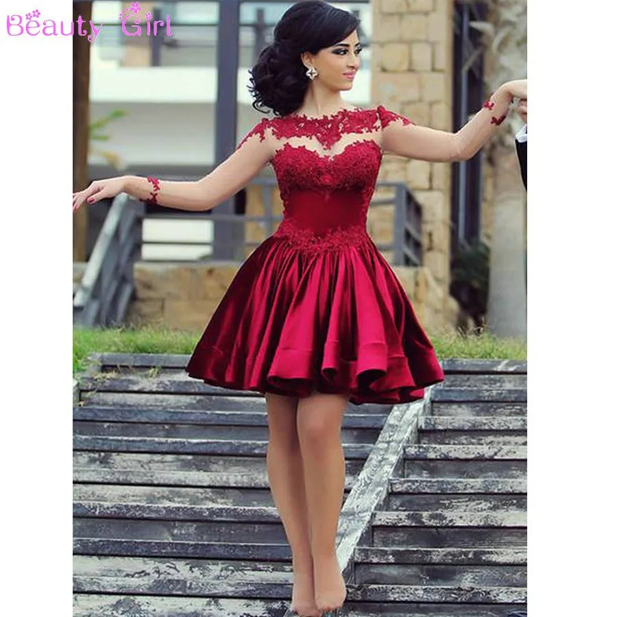 burgundy satin dress short