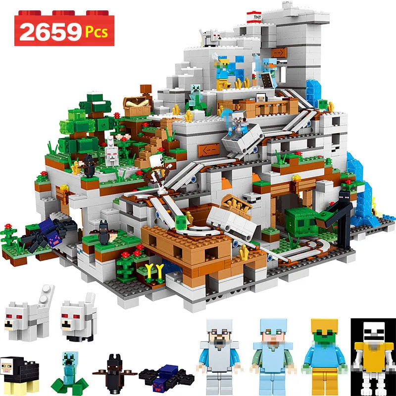

My World Series Building Blocks Compatible LegoINGlys Minecrafter 21137 Cave For Toddlers Iron Golem Clever Toys 2659 Pcs