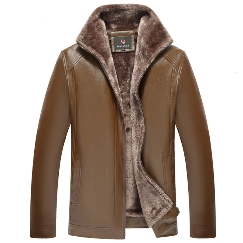 Winter jacket for men Warm leather jacket and coat faux PU leather biker jackets male fur fleece coats motorcycle jacket