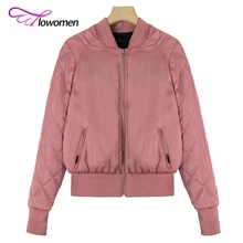 Flowomen 2018 Fashion Winter Bomber Jacket For Women Warm Thicken Lozenge Plaid Long Sleeve Stand Collar Basic Jacket Coats