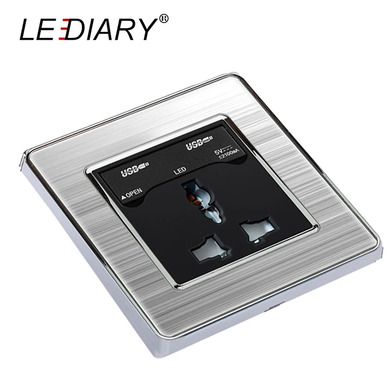 Настенное зарядное устройство LEDIARY с 2 портами/4 портами USB 110 250 В 3 контакта