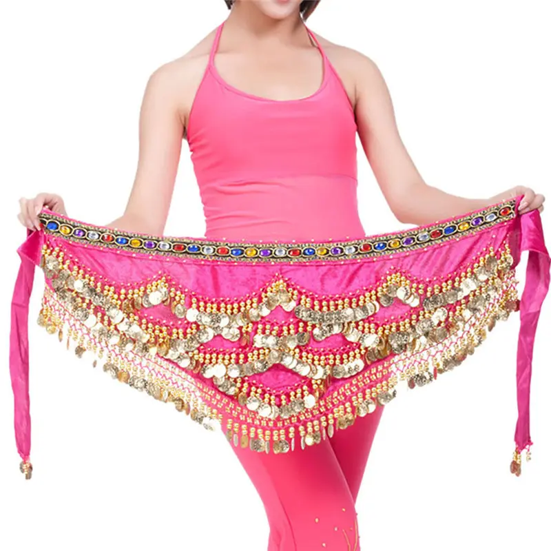 Belly Dance Hip Scarf Gold Coins Belly Dance Costume Skirt Wrap Belt belt for women fashion accessories 40FE1215