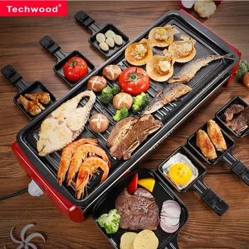 

Korean Type Smokeless Non-stick Electric Baking Pan Barbecue Grill Meat Pan Outdoor Commercial Portable Suitable for 5-10 People