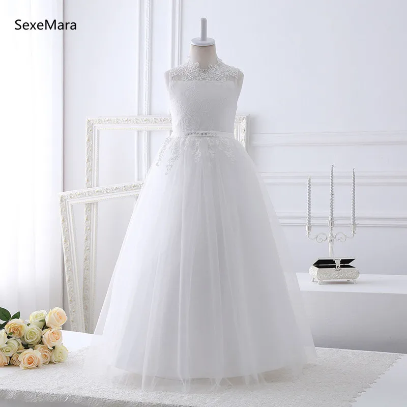 Real Picture Witte Kant Meisjes Eerste Communie Jurk Backless 2019 Bloem Meisjes Jurk voor Bruiloft Wit Ivoor Maat 2-14Y Real Picture Witte Kant Meisjes Eerste Communie Jurk Backless 2019 Bloem Meisjes Jurk voor Bruiloft Wit Ivoor Maat 2-14Y