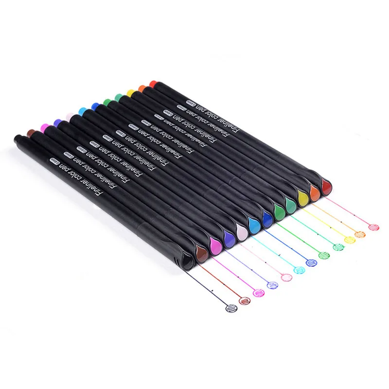 

36 Colors 0.4 mm Fiber Marker Pen Fineliners Watercolor Based Sketch Drawing Art Felt Tip Fine Hook Line Pen fine point liner