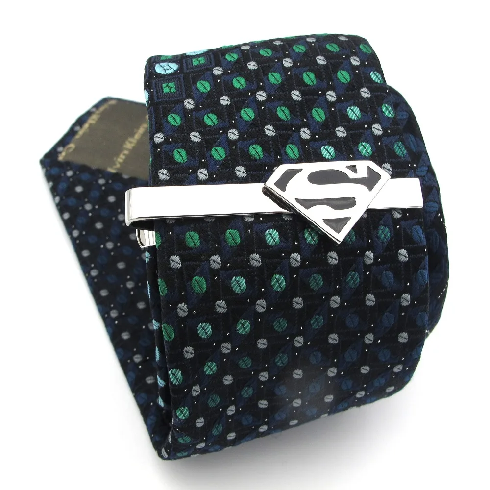 

iGame Superheroes Tie Clips Quality Brass Material Novel Black Color Superman Tie Bar For Men Free Shipping