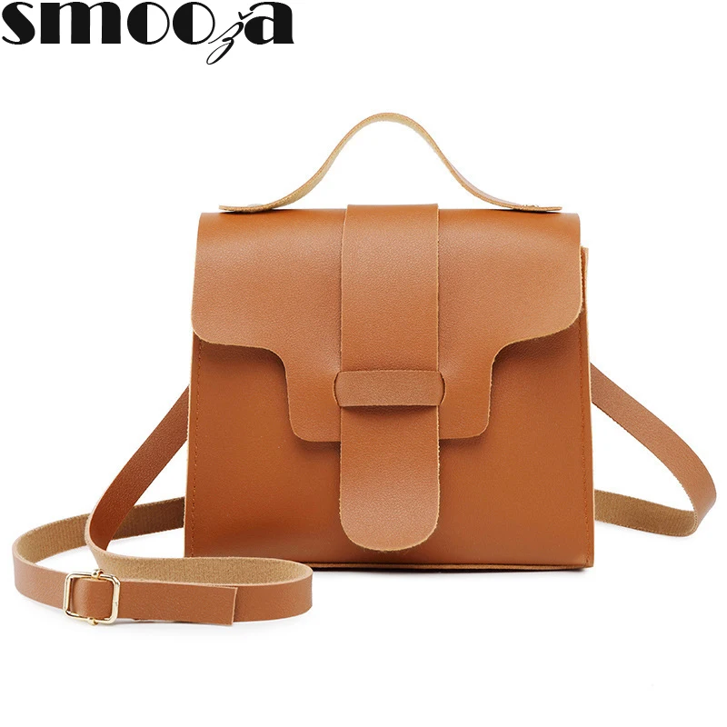 

SMOOZA Fashion PU Leather Women Bag Small Soft Sweet Candy Macarons Color Clamshell Shoulder Handbag Portable Ladies BAG