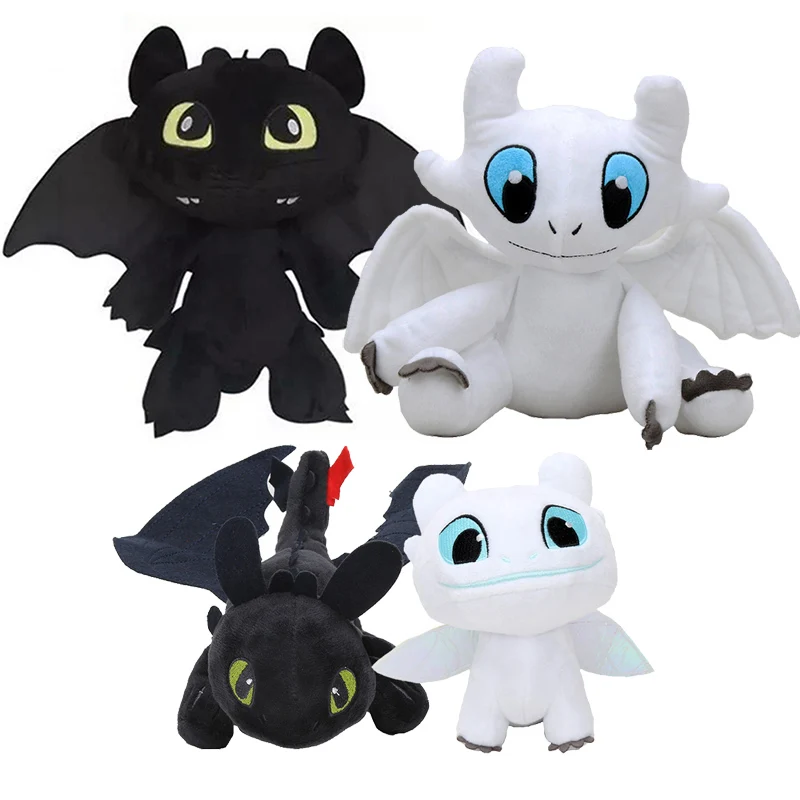 

2pcs/set How to Train Your Dragon 3 Plush Toy Light Fury Soft White Dragon Stuffed Animals Doll For Children Girls Kids Gifts