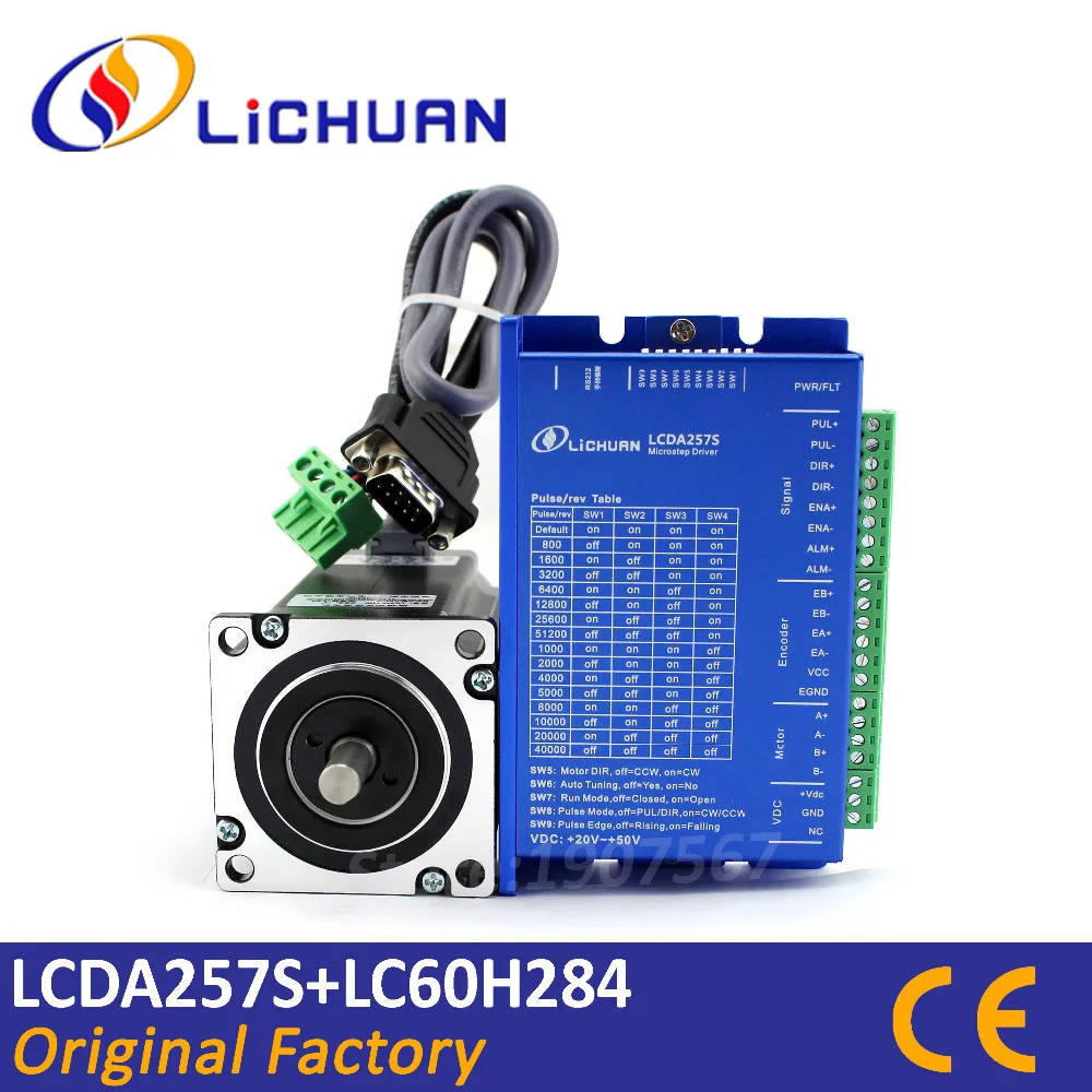 

Lichuan new 2 phase Nema24 2.8Nm 397oz.in closed loop stepper servo motor driver kit LCDA257S+LC60H284 Nema 24 CNC controller 6A