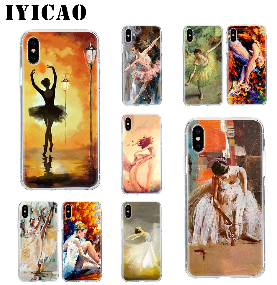 IYICAO Балерина картина маслом Жесткий Чехол для iPhone 4 4S 5 5S Se 6 7 7plus 8 8Plus X XS MAX XR 6s Plus 11 pro