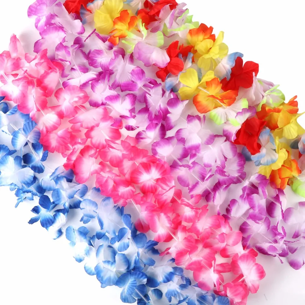 OurWarm 12 шт. Искусственный Цветок Лэй гавайское ожерелье венок цветок хула гирлянда Гавайская Свадьба Праздник Украшение