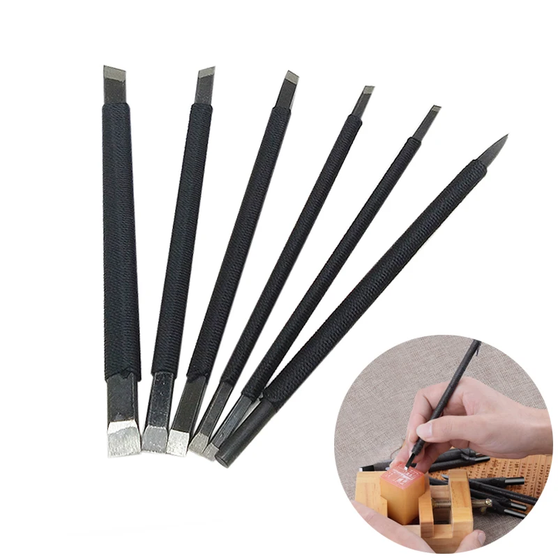 

YEODA Professional 6pc/Set Black Nylon And Steel Chisel Set Stone Carving Knife Artist Woodworker Hand Tools For Shoushan Stones