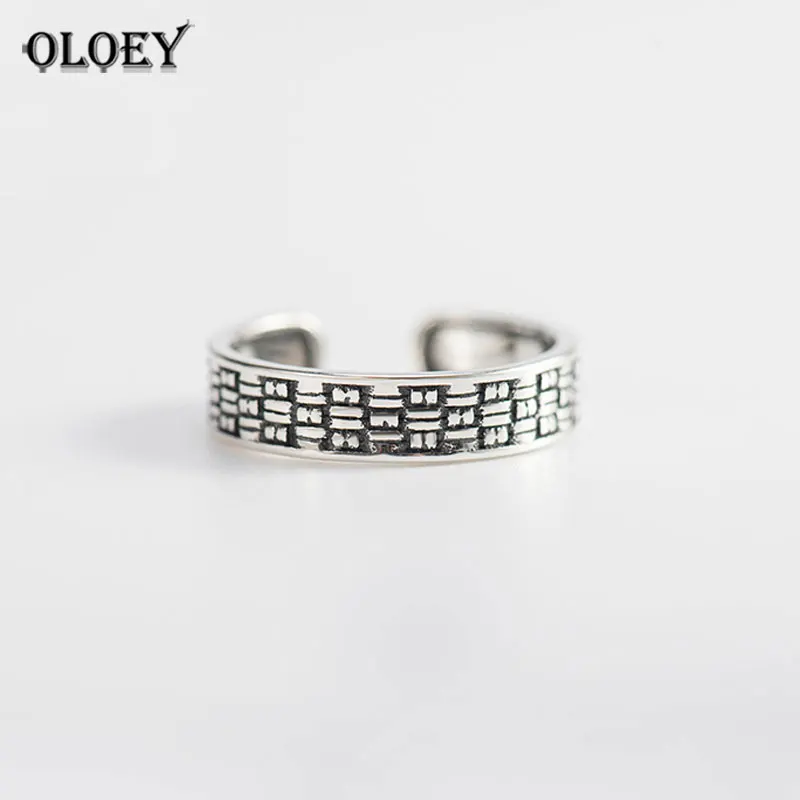 OLOEY Настоящее 925 пробы серебряные открытые манжеты палец кольца для мужчин и женщин сделать старый стиль Винтаж кольцо корейские ювелирные изделия YMR356