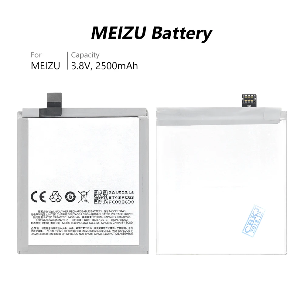 Оригинальная сменная батарея BT43 для Meizu M1 смартфон 2500 мА/ч перезаряжаемая